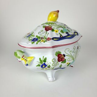 HAND PAINTED CANTAGALLI SOUP TUREEN ITALY LEMON LID PRISTINE 14x8 2