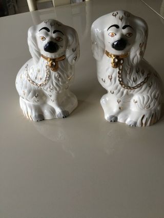 Vintage Pair Staffordshire Dogs Beswick England 1378 - 6 Porcelain Mantle Spaniel