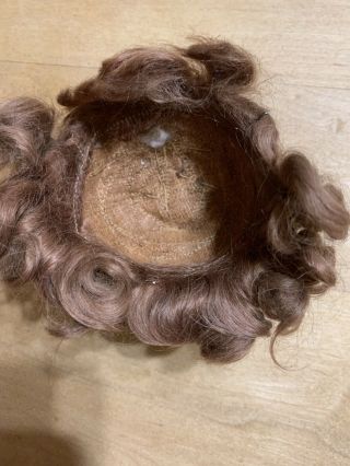 Soft Brown Wig For Antique Doll - possibly Mohair 3