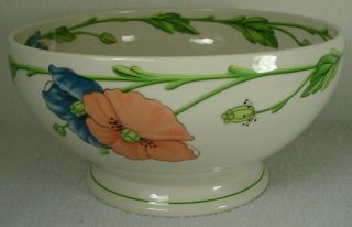 Villeroy & Boch China Amapola Pattern Round Vegetable Serving Bowl Footed 9 - 1/4 "