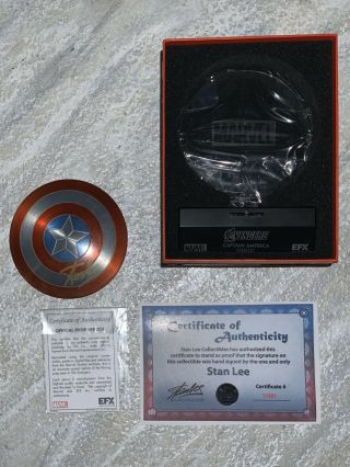 Signed Stan Lee Captain America Shield Rare Avengers Memorobilia Autographed 2