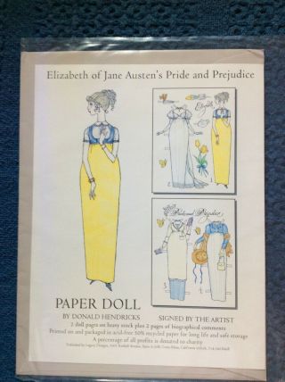 Elizabeth Of Jane Austen’s Pride&prejudice Paper Doll By Donald Hendricks - Signed