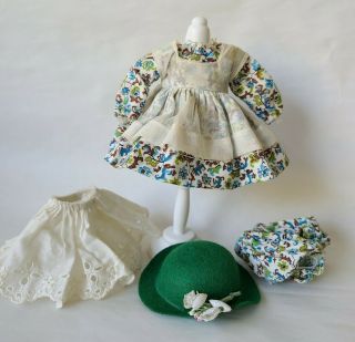 Vintage 1950s Vogue Ginny Doll Tiny Miss Dress W/ Hat Medford Tag - 4 Pc Set 44