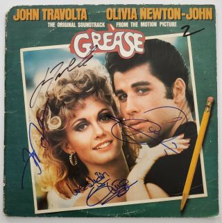 John Travolta & Olivia Newton - John,  2 Signed Grease Ost Vinyl Record Album Rad