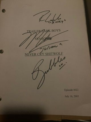Trailer Park Boys Signed Tv Script Ricky Julian And Bubbles Autographed