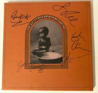 George Harrison Ringo Starr,  Dylan Clapton Russell Autographed Signed Lp Cover