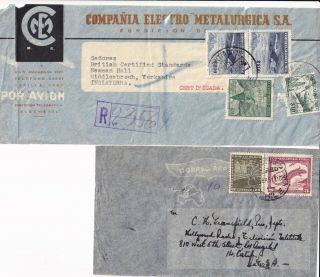 R235 Chile 12 Asstd Covers / Fronts Censored Not Censored Air Uk Usa 1943? 1973?
