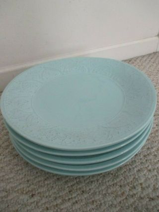 Sweet Ceramics Embossed Dinner Plates Italy Blue Set Of 5