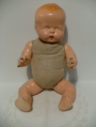 Antique Unmarked Composition/cloth - Jointed - Open Mouth/teeth Baby Doll 15 " As - Is