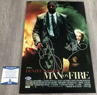 Denzel Washington Dakota Fanning Signed Man On Fire 12x18 Photo Beckett Bas