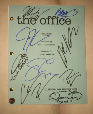 The Office 9x Cast Signed Script John Krasinski,  Rainn Wilson,  Steve Carell