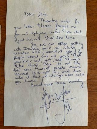 Rolling Stones Brian Jones 1966 Signed Autographed Letter To Fan In Canada