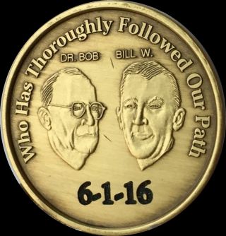 Engraved Sobriety Date Aa Founders Medallion Bill Bob Chip Alcoholics Anonymous