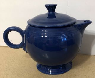 Fiesta Cobalt Blue Large Teapot Vintage Fiestaware Tea Pot Shiny Glaze