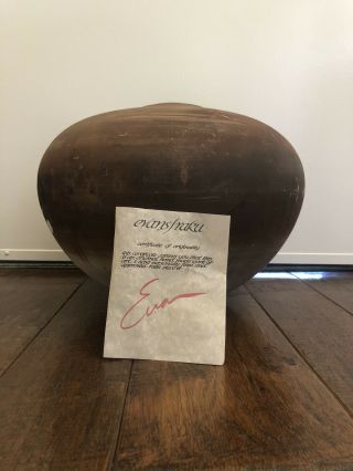Tony Evans Signed And Numbered Raku Pottery Vase.  13 " Diameter X 11 " Tall