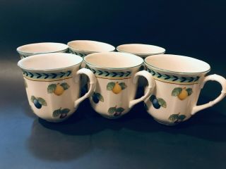 Set Of 6 Villeroy & Boch French Garden Fleurence 10 Ounce Mugs Germany