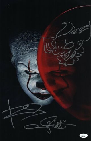 Bill Skarsgard Andy Muschietti Signed 11x17 It “pennywise” With Sketch Jsa
