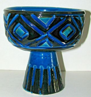 Italy Rimini Blue Ceramic Candleholder Bowl Aldo Londi Bitossi Rosenthal Netter