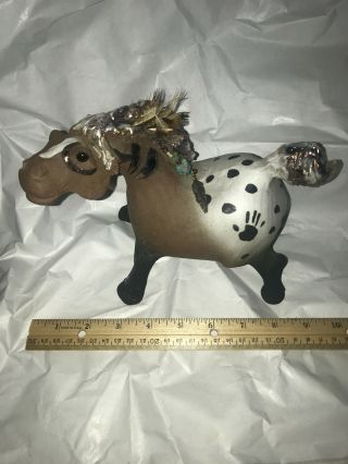 Studio Art Pottery Raku Fired Horse Sculpture Vtg Mystery Artist Signed Fetish