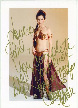 Carrie Fisher Star Wars Princess Leia Slave Bikini Photograph Signed Autographed