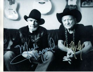 Willie Nelson Merle Haggard - =2= - Legends Hand Signed Autographed Photo W/coa