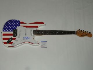 Jon Bon Jovi Signed Usa Flag Electric Guitar Bon Jovi Very Rare Psa