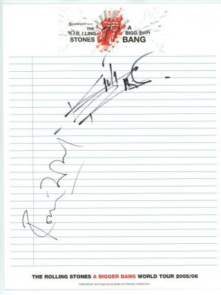 Keith Richards,  Ron Wood Signed Rolling Stones Stationary Psa/dna