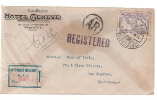 1924 Mexico City Mexico Hotel Geneve Registered Sunburst Cover To Bank Of Italy