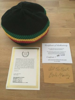 Bob Marley Signed Autograph,  One Of Bob Marleys Own Hats/caps
