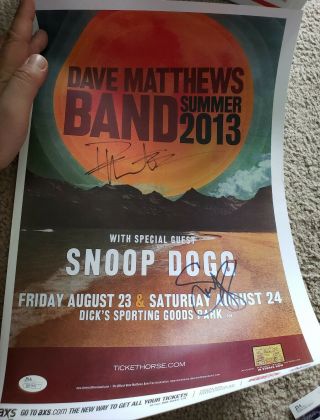 Dave Matthews & Snoop Dogg Colorado Concert Poster Autographed Signed Jsa