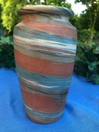 Niloak Pottery Mission Blue & Brown Swirl 6 1/2” Vase