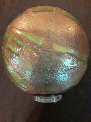 Vintage Tony Evans Design Signed Raku Pottery Sphere On Lucite Stand Swan Trust