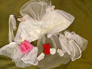 2 Vintage Mattel Barbie Brides Dream Wedding Dresses,  Veils.
