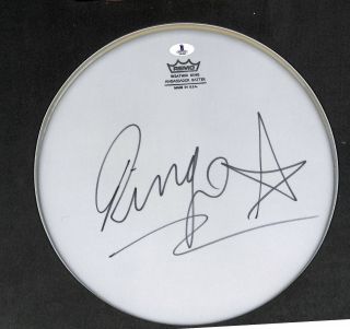 Signed Autographed Ringo Starr The Beatles Drummer Drums Drumhead Beckett Bas