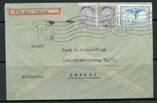 Brazil Bahia 12/7/1934 Air France Airmail Cover To Bremen Germany 1