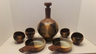 Vintage Mid Century Pottery Craft Usa Decanter Set