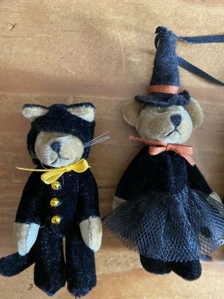 Boyds Bears Halloween T.  F.  Wuzzies Series Pumpkin,  Witch,  Black Cat 3” 2