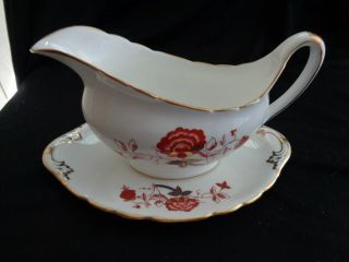 Royal Crown Derby Fine Bone China Bali A - 1100 Gravy Boat With Under Plate