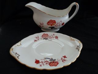 Royal Crown Derby Fine Bone China Bali A - 1100 Gravy Boat With Under Plate 3