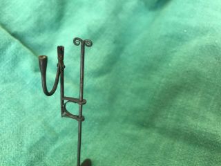 Dollhouse Miniature Standing Floor Metal And Wood Candle Holder W Movable Parts