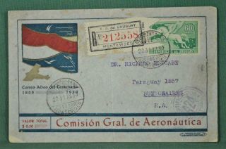 Uruguay Stamp Cover 1930 Registered Air Mail Cover (y281)