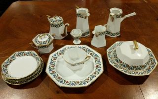 Antique Limoges T&v Tea Set Hand Painted Gold Leaf Coffee China French France