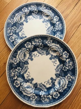 (2) Crabtree & Evelyn London Mason’s Ironstone Blue Flowers 8 1/2” Plates
