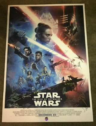 Star Wars Rise Of Skywalker Cast Signed Poster - 27x40: Loa,  Badge - World Premi