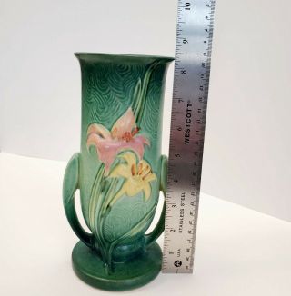 Vintage Roseville Pottery Zephyr Lily Green Vase 133 - 8 ".