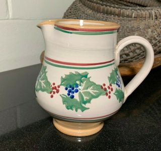 Nicholas Mosse Pottery Holly And Ivy 6 1/2 " Pitcher Or Jug 32 Ounce Ireland