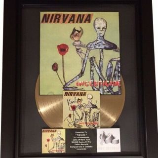 Nirvana Signed Record Award Kurt Cobain Autographed W Dave Grohl & Krist W Proof