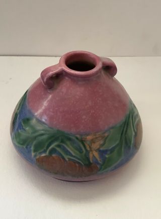 Roseville Pottery Baneda Pink Jardiniere Vase 4 1/2” High 5 1/2 “ Wide