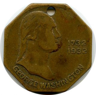 1732 1932 George Washington Bicentennial Octagon Brass Token Medal