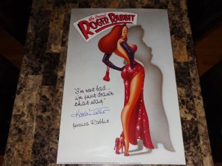 Jessica Rabbit Autographed Signed Poster Kathleen Turner Who Framed Roger Rabbit